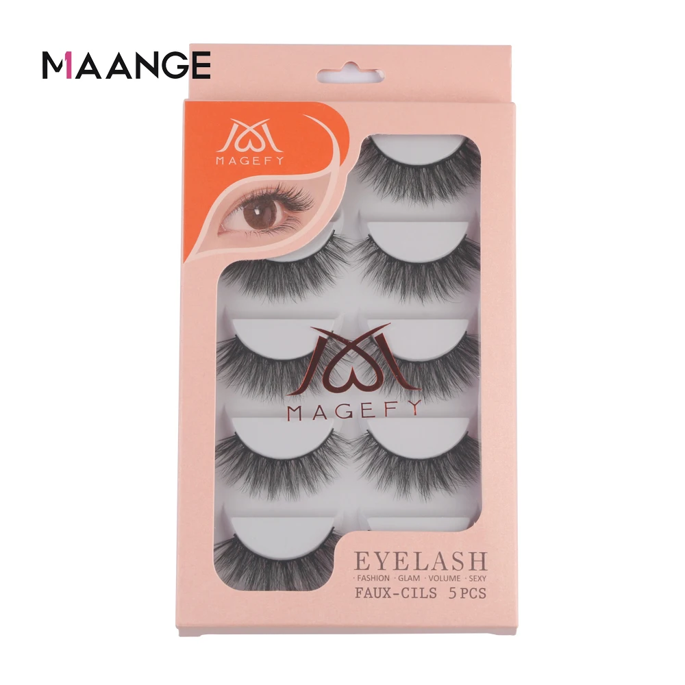 5 пар 3D норковые ресницы MAANGE натуральные перекрестные накладные длинные