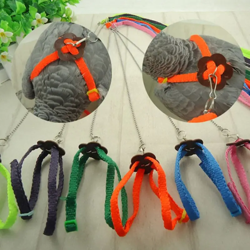 Pet Parrot Bird Harness Leash Outdoor Adjustable Training Rope Anti Flying Traction Strap Portable Soft Band | Дом и сад