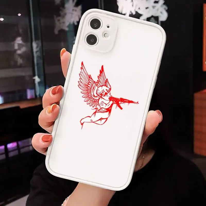 

Angel with gun Phone Cases Matte For iPhone 12 Mini 11 Pro XR XS Max 7 8 Plus X Hard PC Back Cover