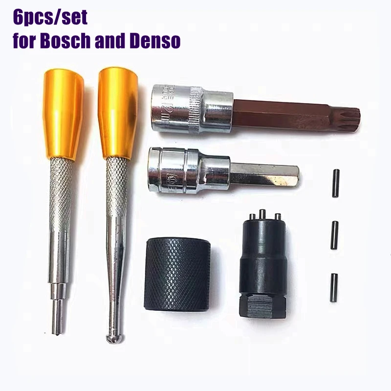 6pcs for Bosch and Denso Diesel Injector Nozzle Disassemble Tool Kits Common Rail Disassembly Repair Tool