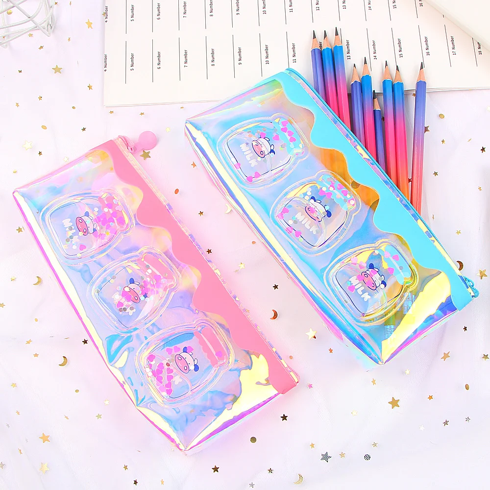 Милый лазерный футляр для бутылки с молоком Радужный лазер милый прозрачный узор