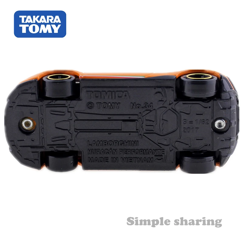 Takara Tomy Tomica No.34 Lamborghini Huracan Performance Scale 1/62 Популярная Детская Металлическая Модель