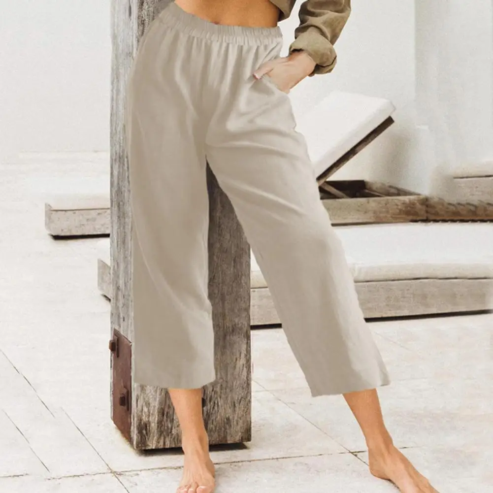 

Cotton Linen Pants For Women Trousers Casual Loose Solid Color Pocket Harem Pants Plus Size Popular Lady Khaki Basic Trousers