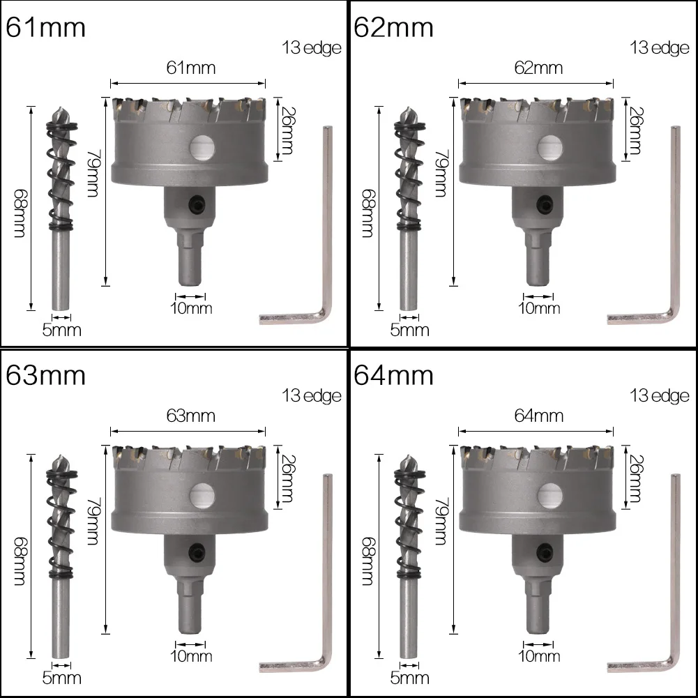 1PC 5A Carbide Tip TCT Drill Bit Hole Saw 62-75mm Set Cutter For Stainless Steel Metal Alloy Drilling Bits | Инструменты