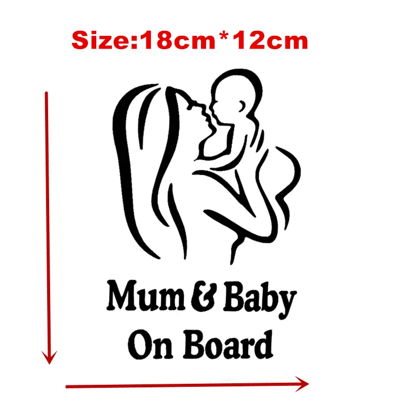 

1pc Mum and Baby on Board Car Stickers Creative Figure Outline Window Decal Styling Reflective Waterproof Paster 12*18cm