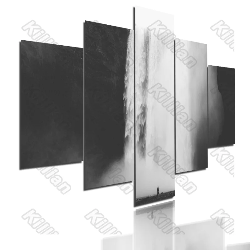 

Nostalgia Style Mural Canvas Paintings Bed Home Decor Prints 5 Pieces Waterfall Canyon Man Decoration Living Room Wall Fresco