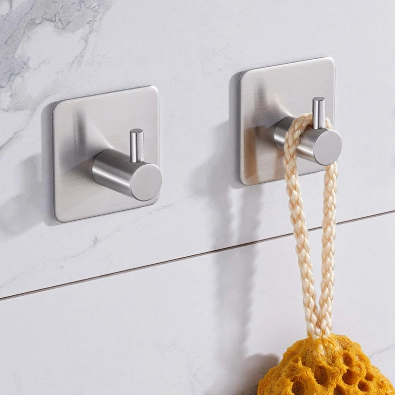 

Toilet Paper Holder Toilet Paper Roll Holder Stainless Steel Toilet Paper Holder with 2 Hooks Self-Adhesive Towel Hooks