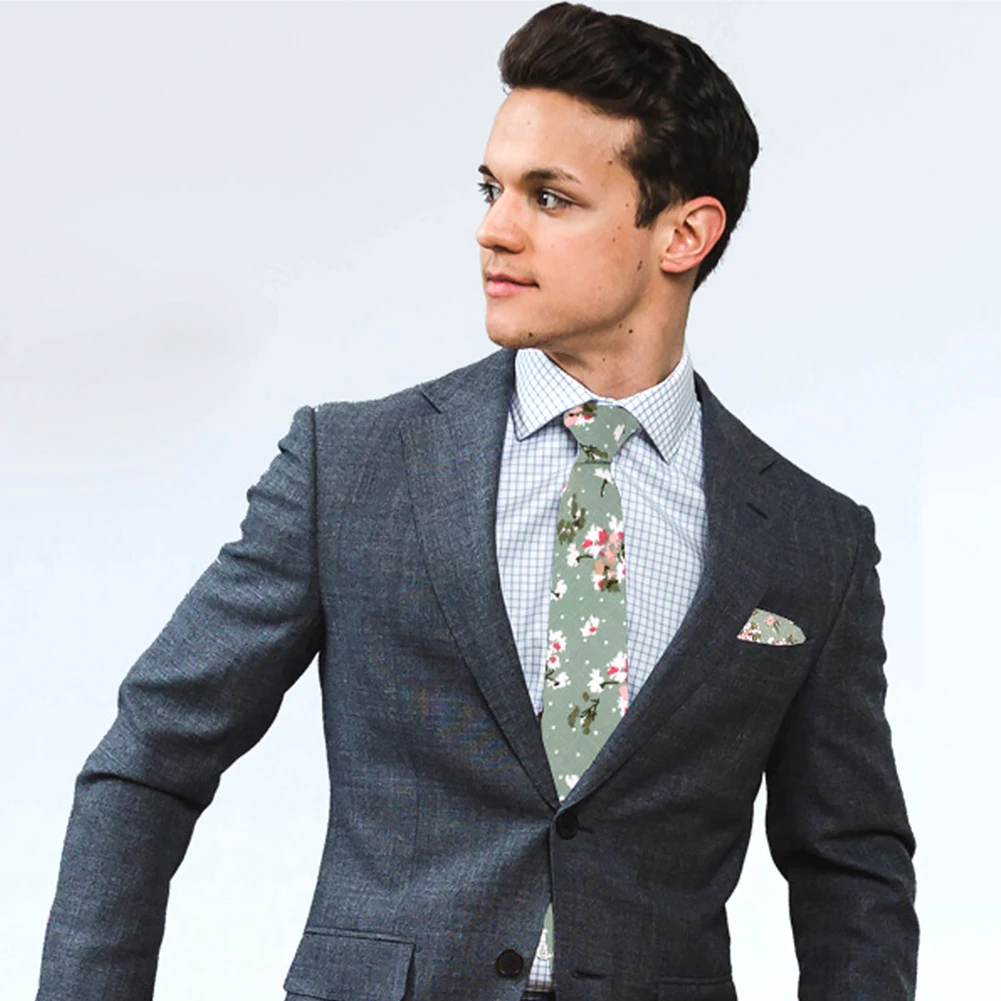 

Casual Cravat Fashion Clothing Accessory Party Wedding Soft Business Slim Skinny Floral Printed Gift Cotton Blend Men Necktie