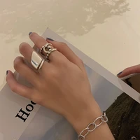 yaologe 925 sterling silver new korean version retro geometric smooth open ring ladies fashion jewelry gift wholesale