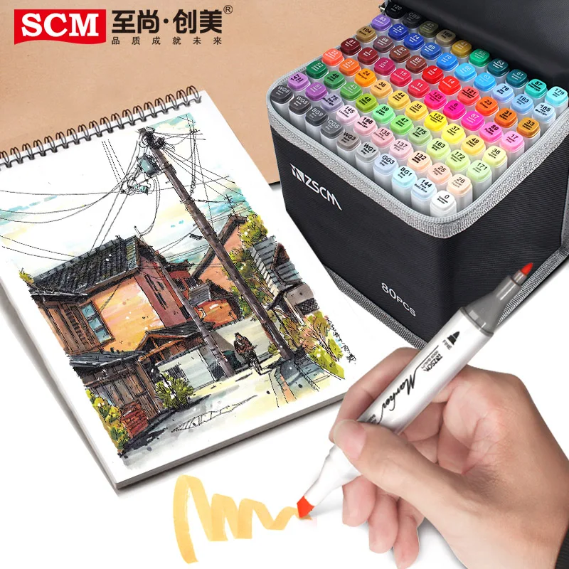 Маркеры художественные двусторонние на спиртовой основе 60/80 цветов | Канцтовары