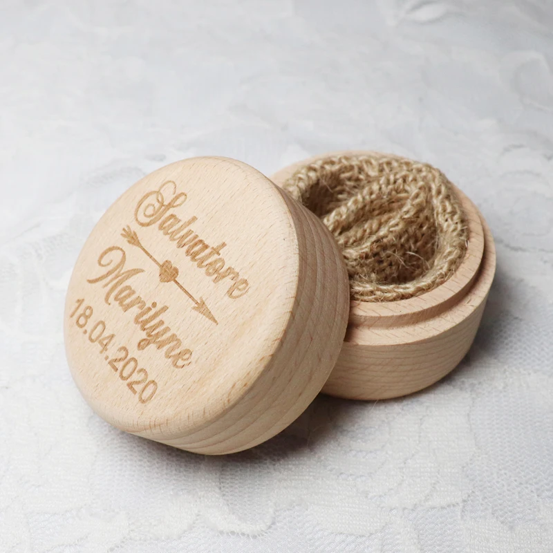Персонализированная деревенская Свадебная деревянная коробочка для колец