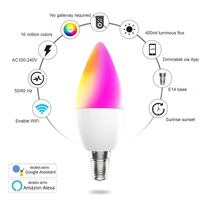 tuya wifi e14 smart bulb rgbwc led candle bulb dimmable light timing app remote voice control smart lifewith alexa google