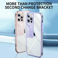 luxury camera lens protection metal holder soft tpu transparent plating phone cases for iphone 12 pro max cellphone cover fundas
