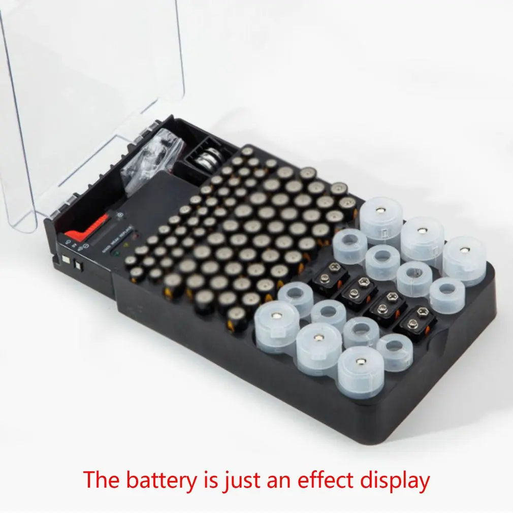 

104 Grid With Lid Three-lamp Battery Tester Box Battery Storage Box Capacity Tester Portable Battery Tester Box