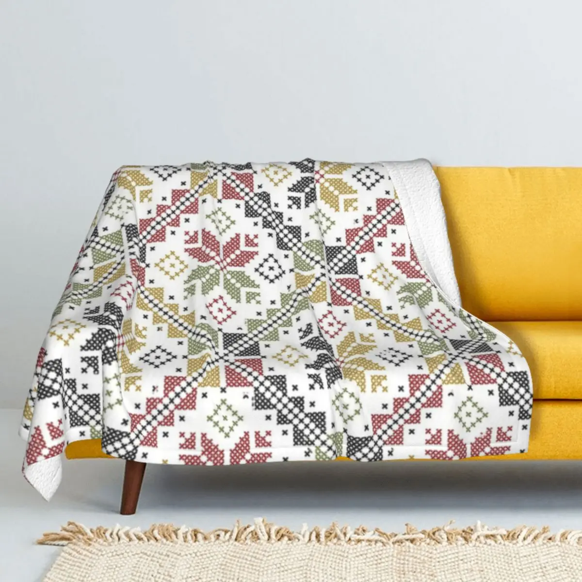 Традиционное художественное одеяло Иордании Двухслойное шерстяное фланелевое