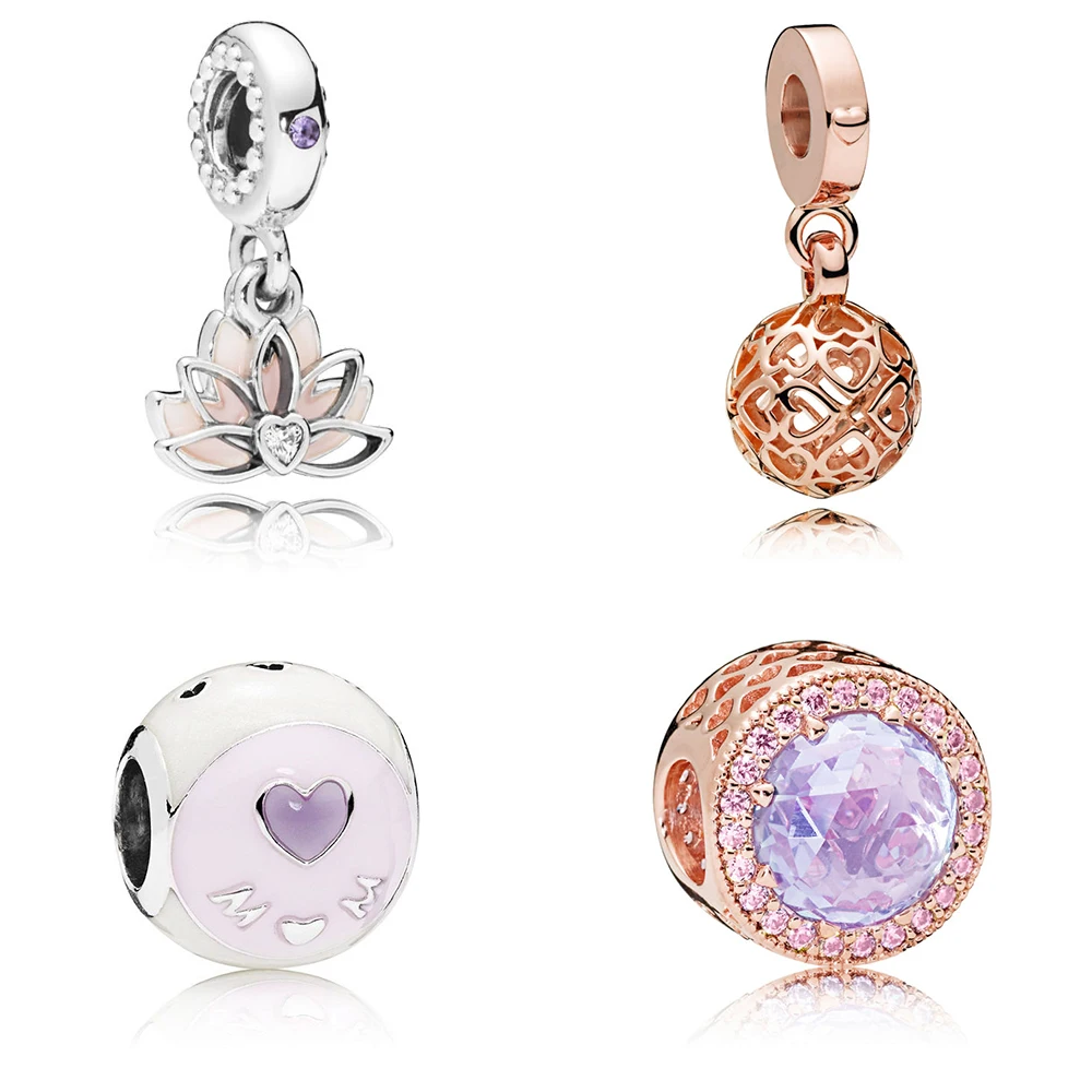 

New Exquisite Lavender Lotus Lavender Shiny Heart And Mother-loving Charm Beaded Diy Bracelet For Ladies Recommended Gifts