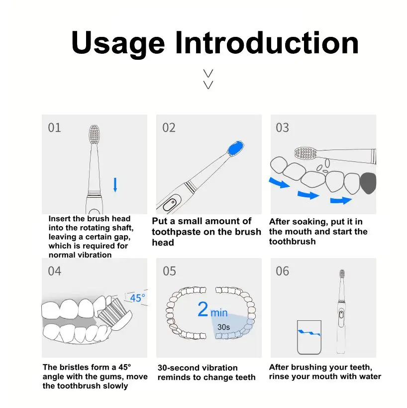 

Seago Sonic Vibration Electric Toothbrush Rechargeable with USB Charge Teeth Whitening Timer with 4 Modes Adult IPX7 Waterproof