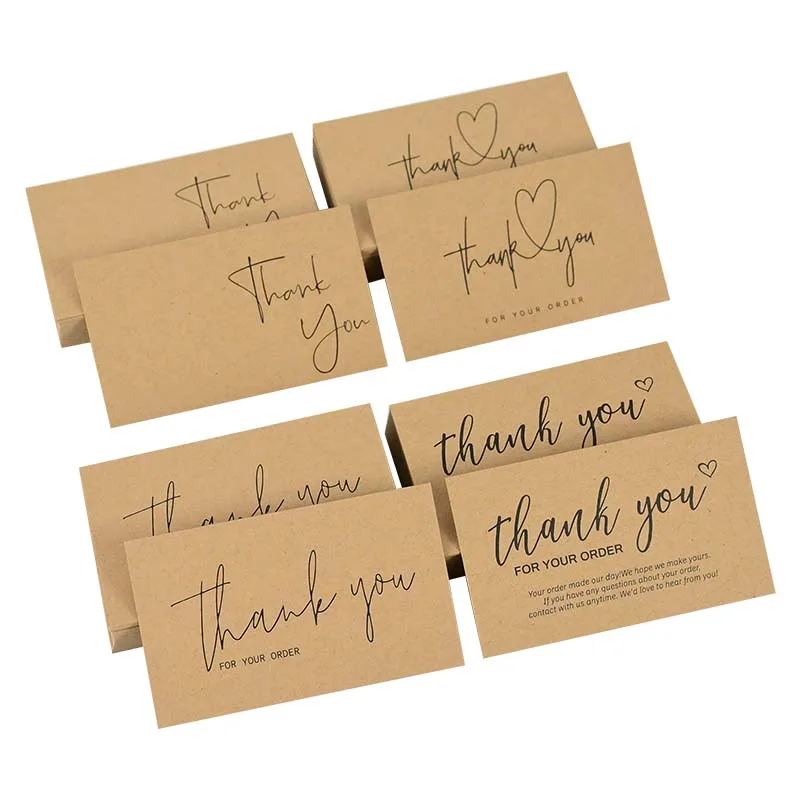 

50P Kraft Paper Card Thank You For Your Order Business Cards Thanksgiving Shopping Greeting Appreciation Card For Small Business