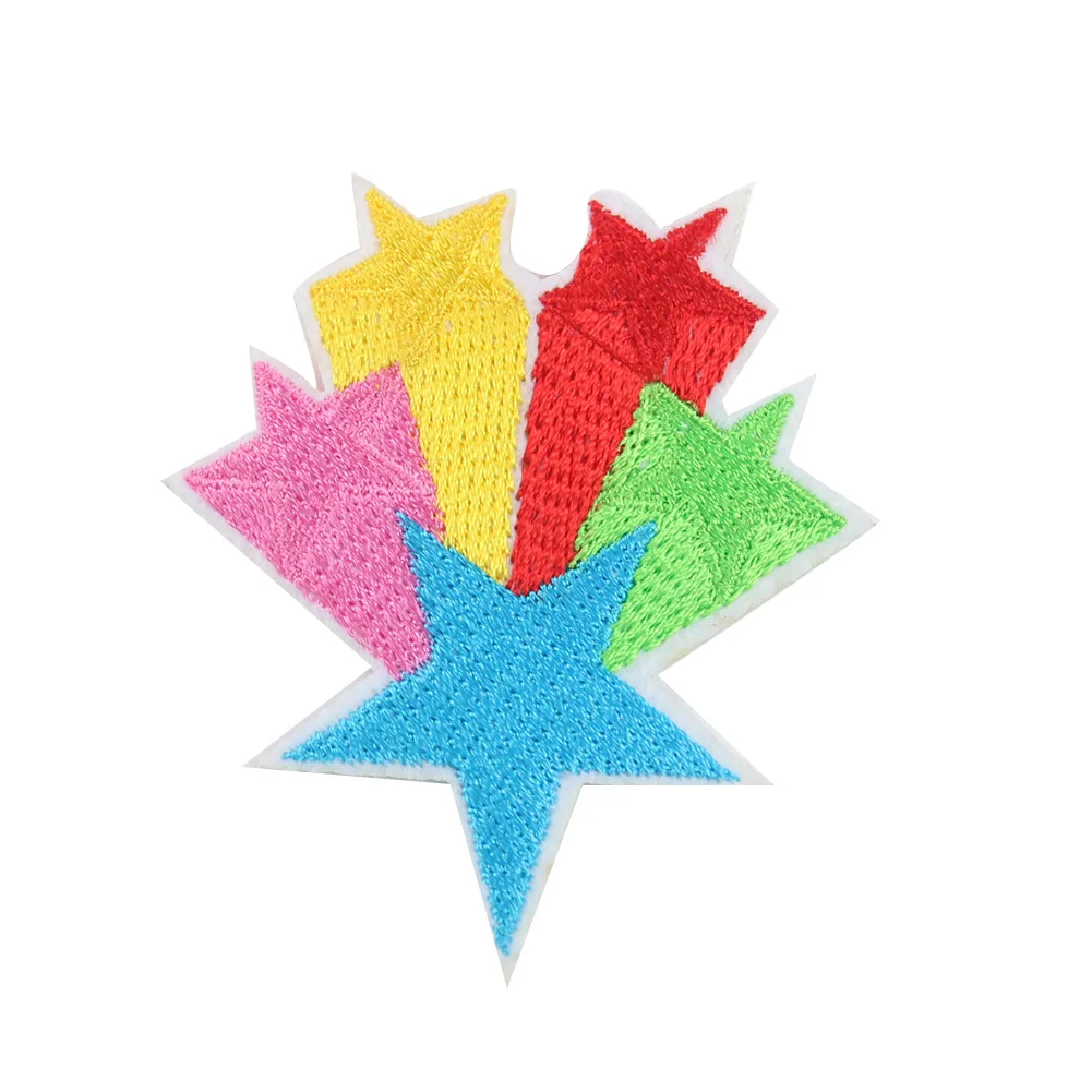 

5PCS Five-pointed Star Rainbow Embroidery Iron on Patches Applique Clothing Accessories Jeans Decoration for T-shirt Backpacks