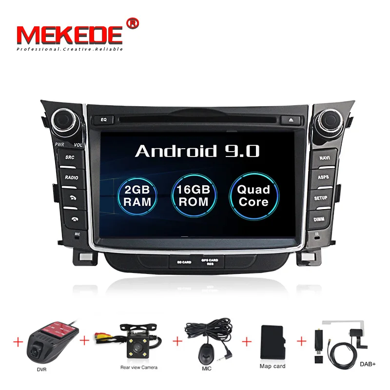16G camera DVR DAB MEKEDE Android 9 автомобильный мультимедийный плеер головное устройство для hyundai I30 Elantra GT 2012 2013 магнитола - Цвет: 16G camera DVR DAB
