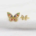 Кольца регулируемые с кристаллами женские, роскошное Открытое кольцо с радужными бабочками, Свадебная и вечерняя бижутерия, Подарочная бижутерия, 2021