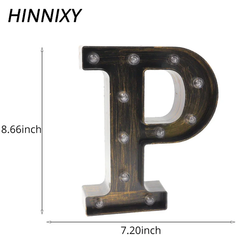 Hinnixy 26 букв светодиодный Ретро Железа ночной Светильник Алфавит Праздничная Свадебная вечеринка подарок ко Дню Святого Валентина, ручной стержень, для кафе, для украшения стены ночник лампа