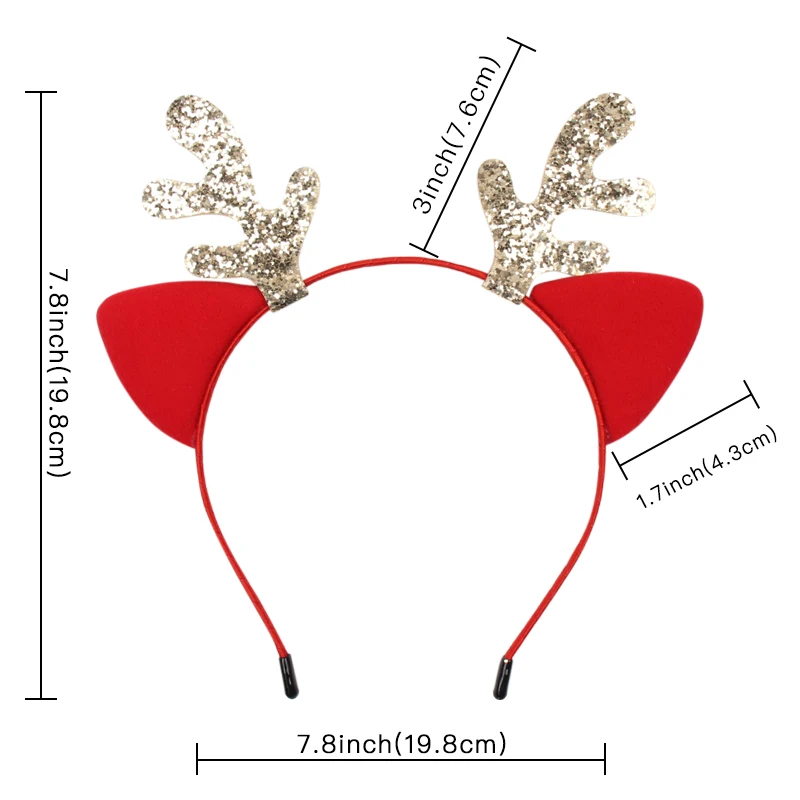 CN блестящая Новогодняя повязка на голову для девочек детские милые красные уши