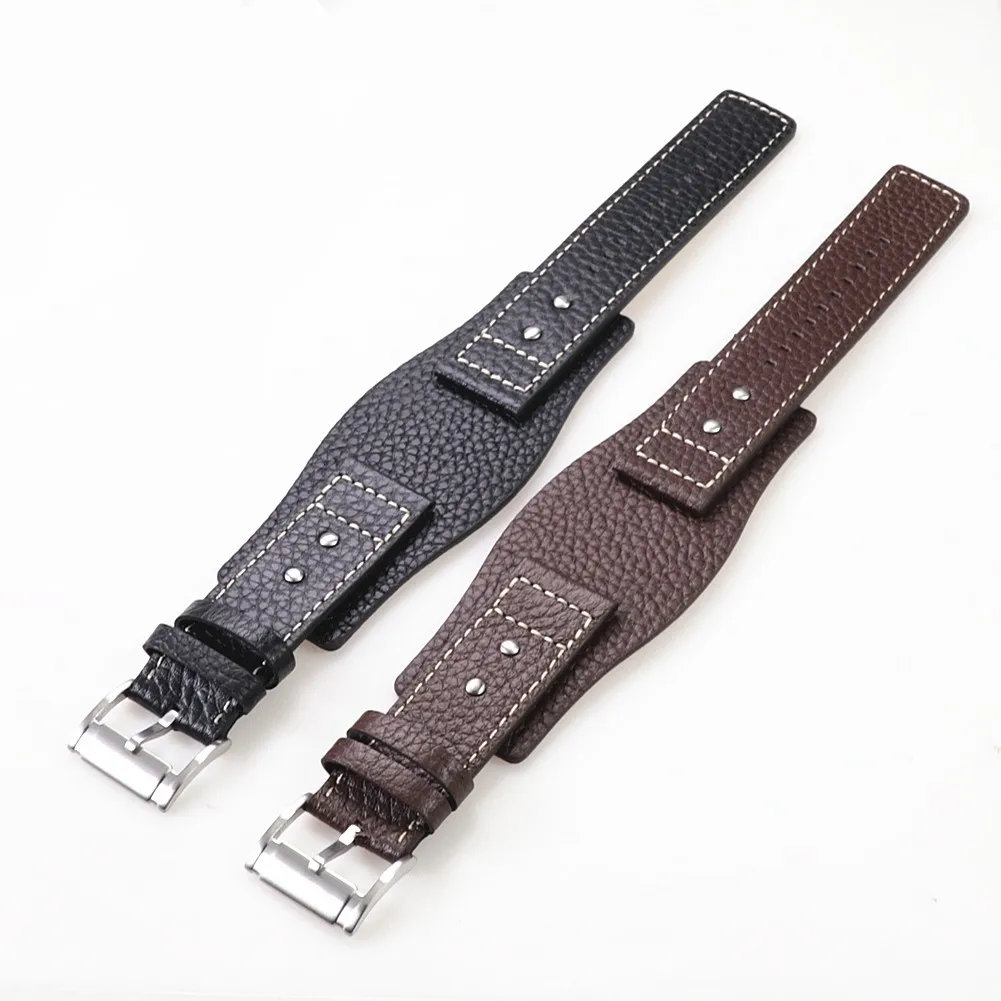 Genuine Men's Leather For Fossil Watch Strap Jr1401 Bq2054 Fs5414 24mm Black Brown Wristband Tray Watchband Bracelet Belt Band