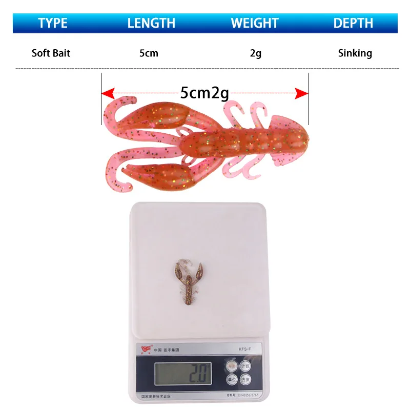 10pcs Crawfish Larva Jigs Soft Fishing Lures 5cm 2g Fishy Smell Worm Silicone Artificial Bait Bass Pike Swimbaits Wobbler Tackle