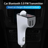 car bluetooth 5 0 headset fm transmitter wireless hands free audio receiver car mp3 player 5v3 1a dual usb fast charger