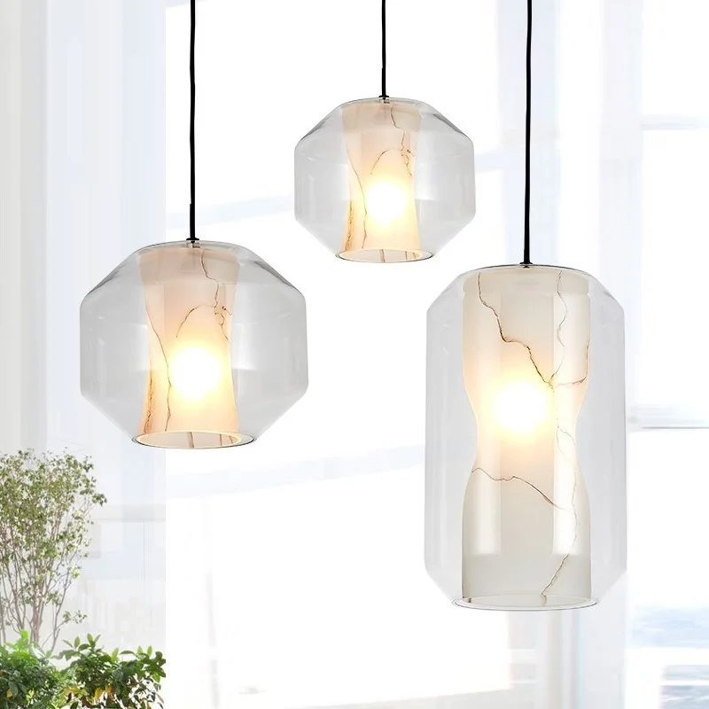 

Скандинавская светодиодная Подвесная лампа со стеклянными шариками, освещение для кухни, столовой, бара, ресторана, спальни, Подвесная ламп...