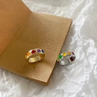 Женское кольцо с эмалью, винтажное металлическое кольцо золотого и серебряного цвета с любовным сердцем, 2021