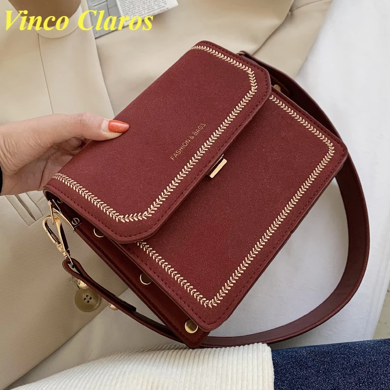 

Сумка через плечо из нубука для женщин, мессенджер на ремне для девушек, маленькие кошельки с клапаном, Роскошный дизайнерский саквояж