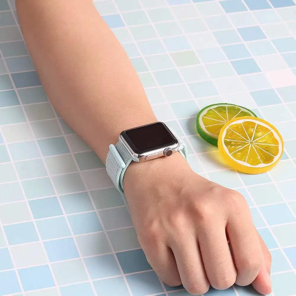 Нейлоновый ремешок для наручных часов Apple Watch 4 серии 3/2/1 38 мм 42 мм из мягкой дышащей ткани сменный ремешок Спортивные петли для наручных часов iwatch серии 4 40 мм 44 мм