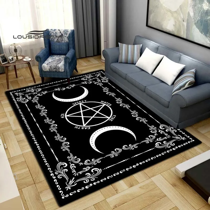 Gothic Witch Sacrifice Rugs Triple Moon Divination Home Living room Bedroom Large area soft carpet Halloween Decoration Rune mat