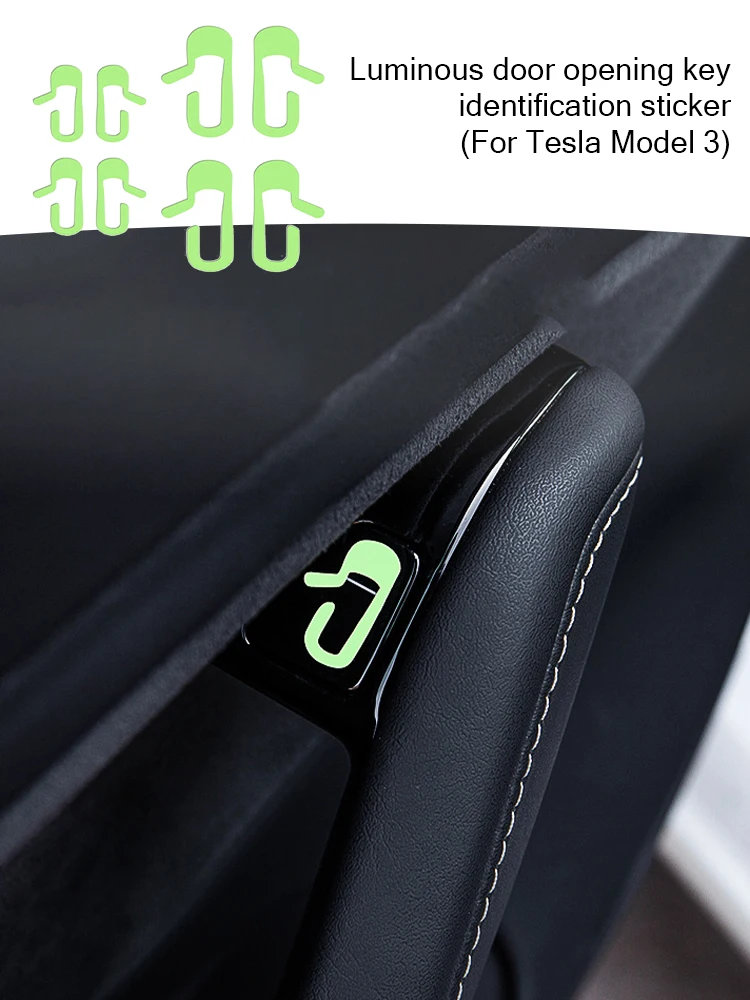 

8Pcs/Set Car Door Open Exit Sticker Decal Fit For Tesla Model 3 Interior Decoration Practical Door Prompt Luminous Sticker Kit