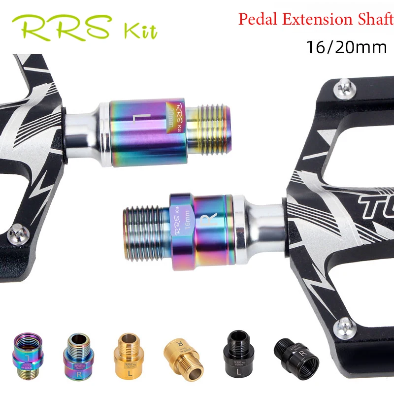 RRSKIT Bicycle Pedal Extension Bolts 16MM 20MM Spacers R66E Pedal Extender Axle Crank Accessories For MTB Road Bikes Pedal