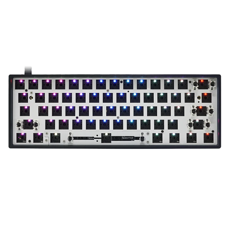 

gk61 gk61x 60% custom mechanical keyboard rgb switch leds hot swapping socket powerful software type c pcb split spacebar