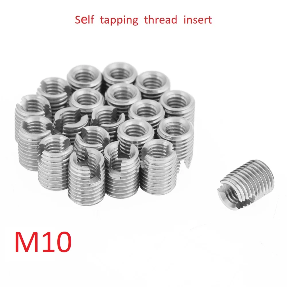 10 шт M10 нержавеющая сталь SUS303 резьба ремонтная вставка Самонарезающий винт с прорезями