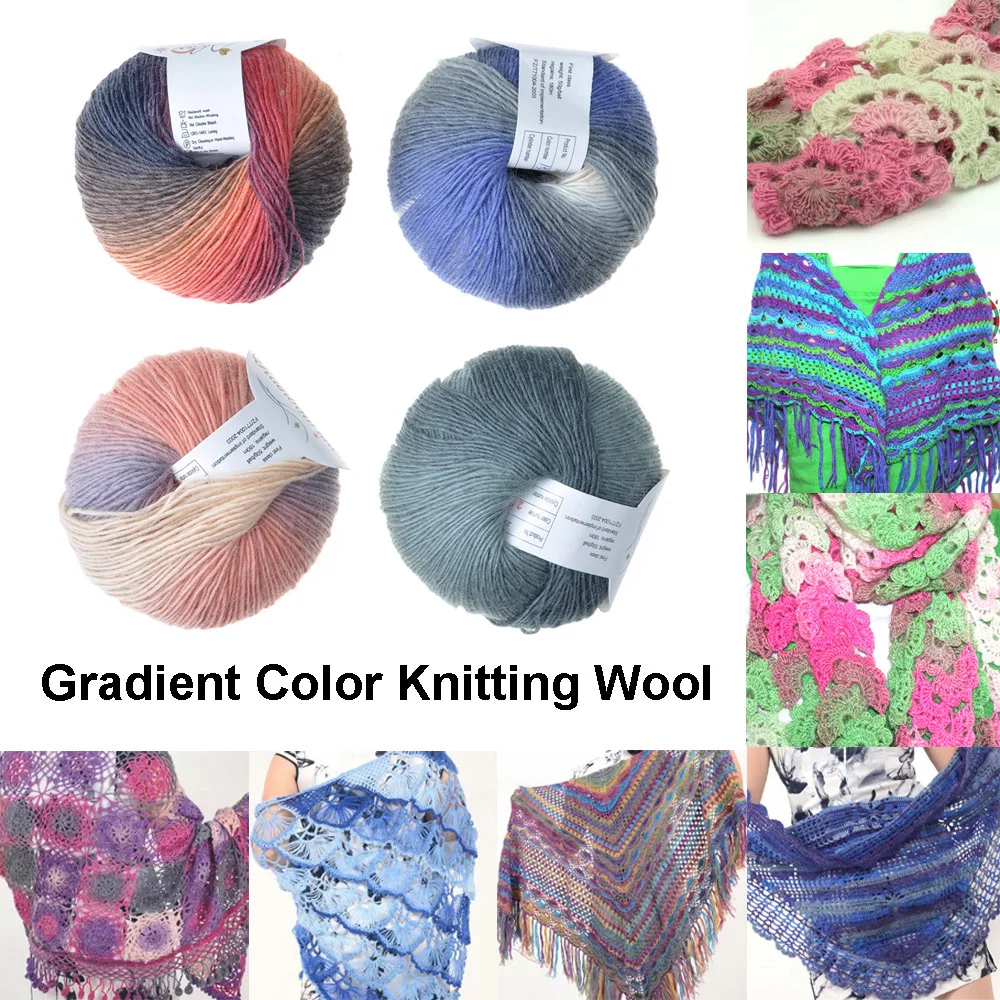 

Knitting wool wool 1 ball x50g handmade wrapping shawl rainbow color soft