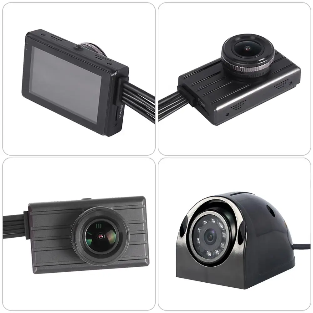 SYS 3CH 1080P грузовик DVR видеорегистратор 3,0 ''монитор с водонепроницаемым ИК ночного видения камера заднего вида для грузовика 360 заднего вида для автомобиля автобуса