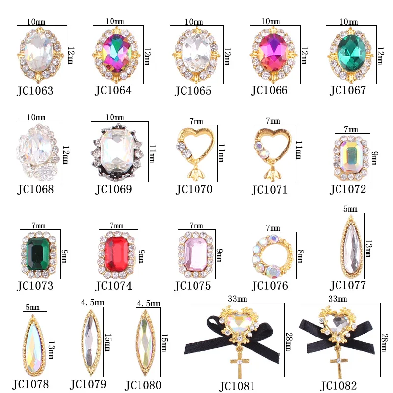 

100PC 10*12mm Nail Crystal Alloy Charm Japan&Korea Style Jewelry Diamond K9 Glass For Nail Sticker Rhinestones Accessories @JE61
