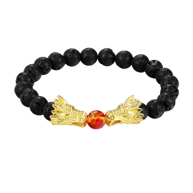 Модные черные и белые бусины эластичные мужские браслеты натуральный камень