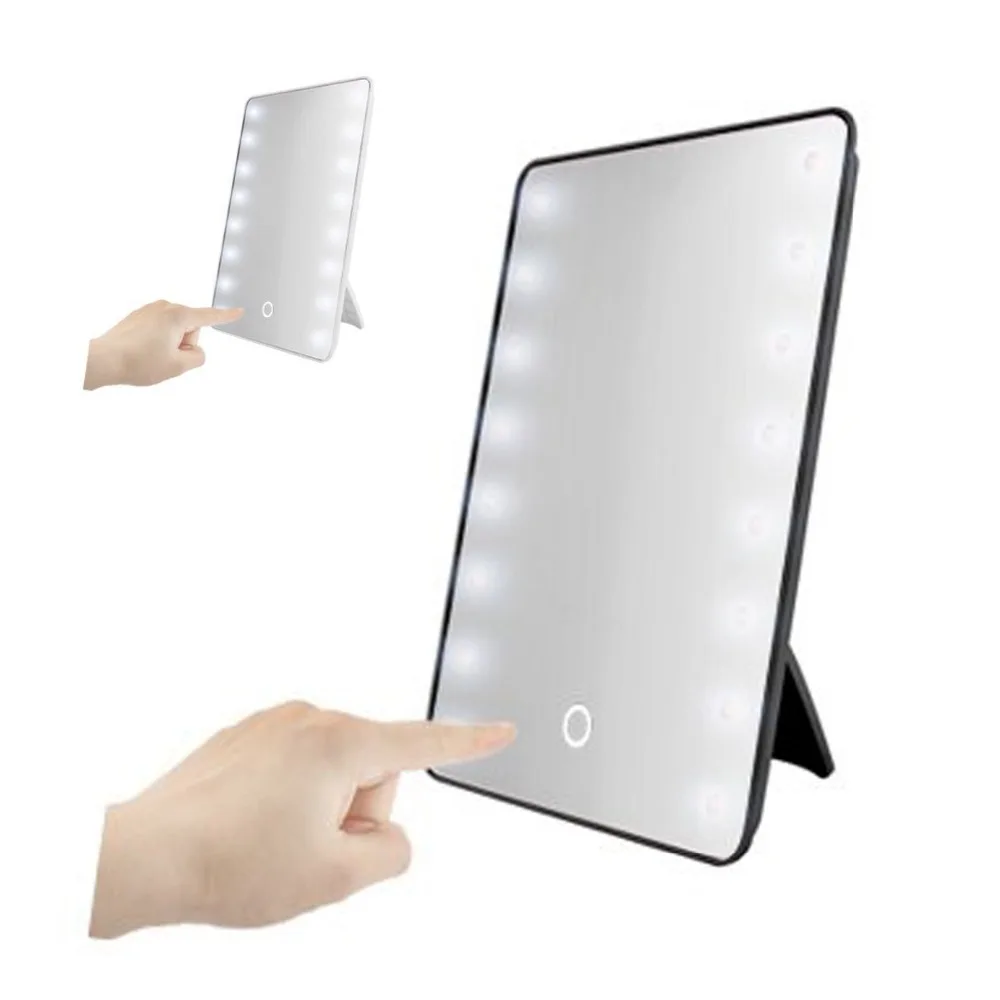 

16 LED Lighted Makeup Mirror With Light Lamp Portable Touch Screen Cosmetic Mirror Beauty Desktop Vanity Table Stand Mirrors