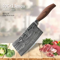 household kitchen knives stainless steel slicing and chop bone knife chinese damascus pattern cooking meat cleaver chefs knives