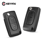 Раскладной чехол KEYYOU с 2 кнопками для PEUGEOT 206 307 308 207 407 408 для Citroen C2 C3 C4 C5 C6 C8