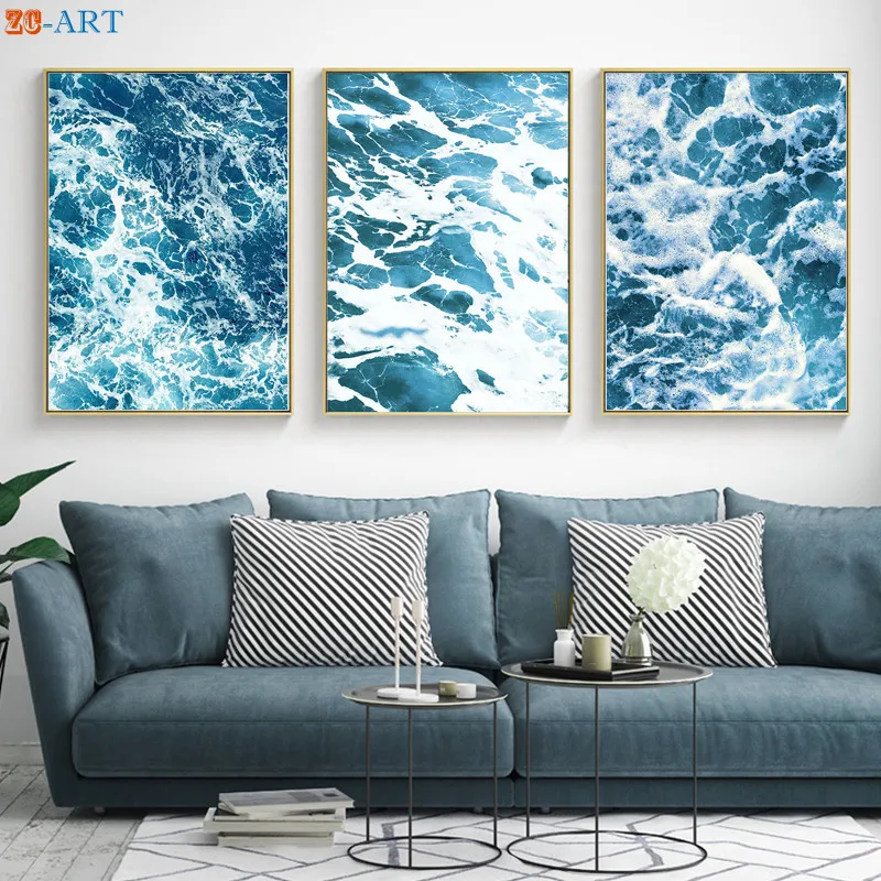Океана Волна печать Природный Пейзаж Плакат морской настенные картины на холсте