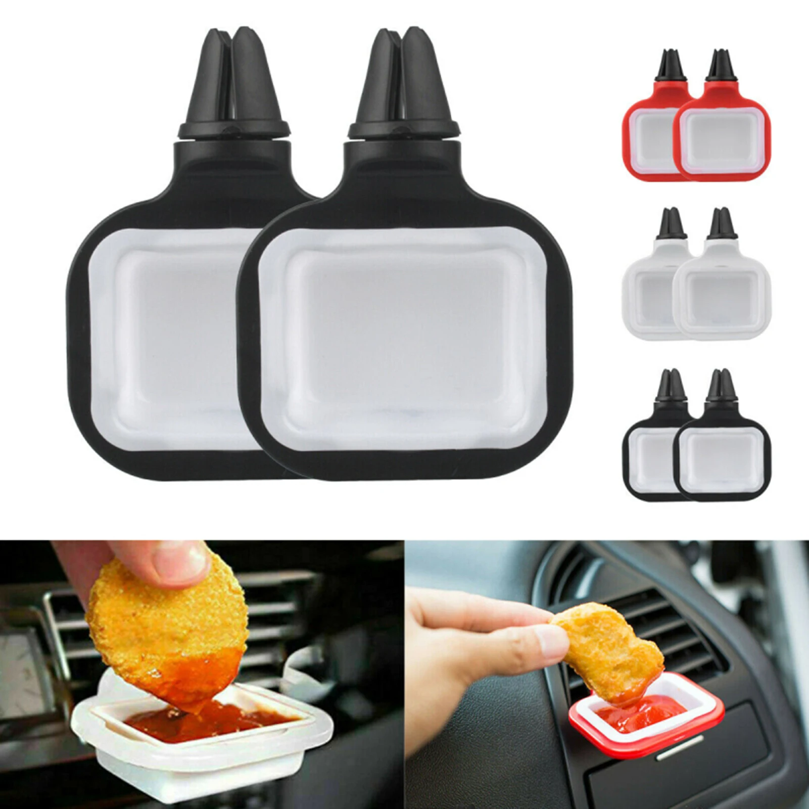 

2PCS Universal Car Sauce Holders Stand In-Car Sauce Holder Car Accessories Container for Vents of Vehicle Portable Dip Holder #
