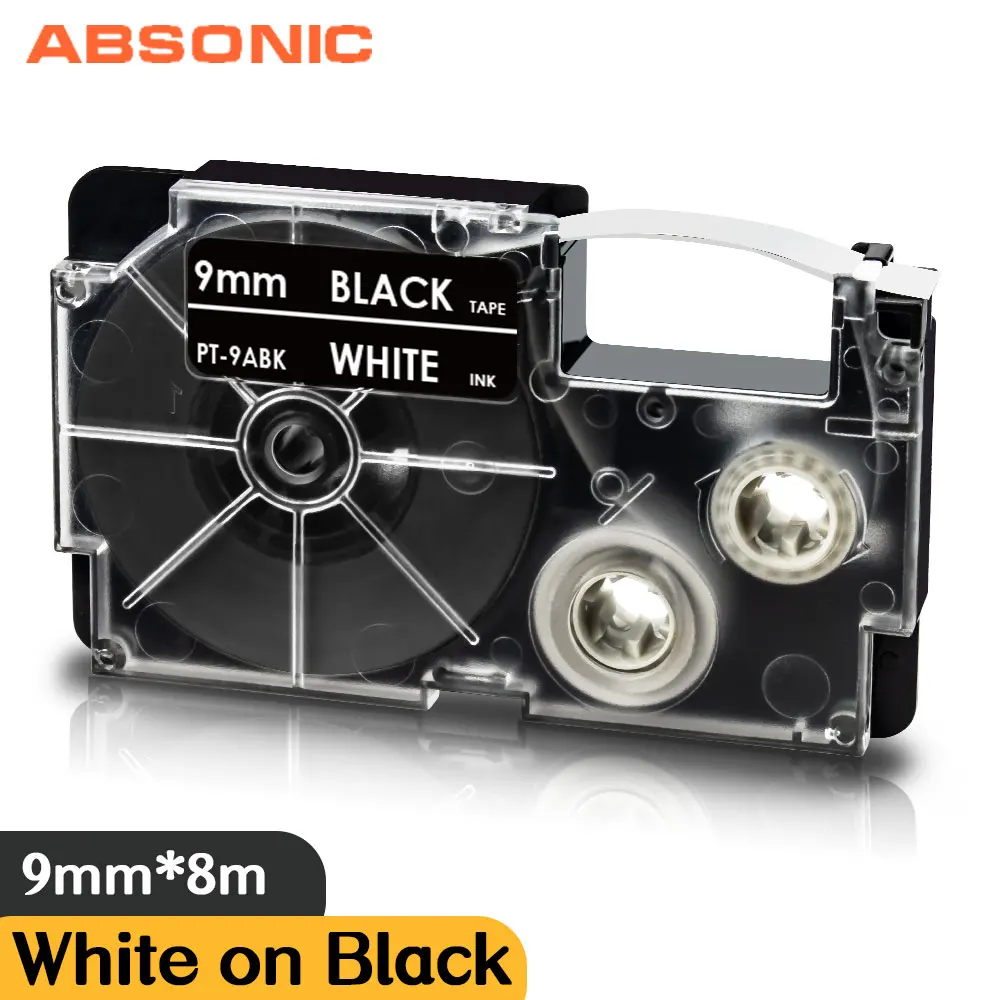 Absonic XR-9WE 9 мм этикетки для объектива с оптическими зумом Casio XR-9ABK чёрный белыми