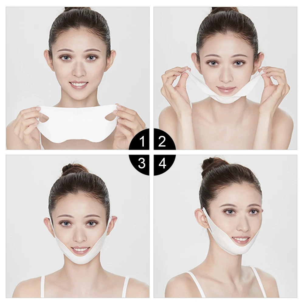 4D Double V Face Shaped Mask Hanging Chin Cheek Lifting Skin Firming Hydrogel Neck Slimmer Beauty Care Tools | Красота и здоровье